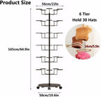 Hat Rack Stand 30-Hooks, Hat Display Stand Metal,Hat Display for Stores， Home or Store of Standing hat Rack(Gold,6th Floor)
