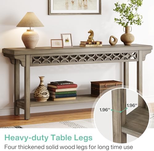 Tribesigns 70.8-Inch Solid Wood Long Console Table, Farmhouse Entryway Table ...