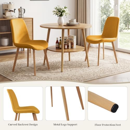 HIPIHOM Dining Chairs Set of 4, Mid-Century Modern Fabric Kitchen Chairs