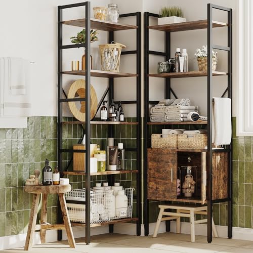 70 x70" Triple 5 Tier Book Shelf, Industrial Large Bookcase with Storage...