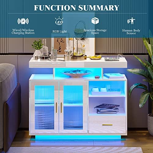 WOOVIVS 39.4" Sideboard Buffet Bar Cabinet with Storage,White