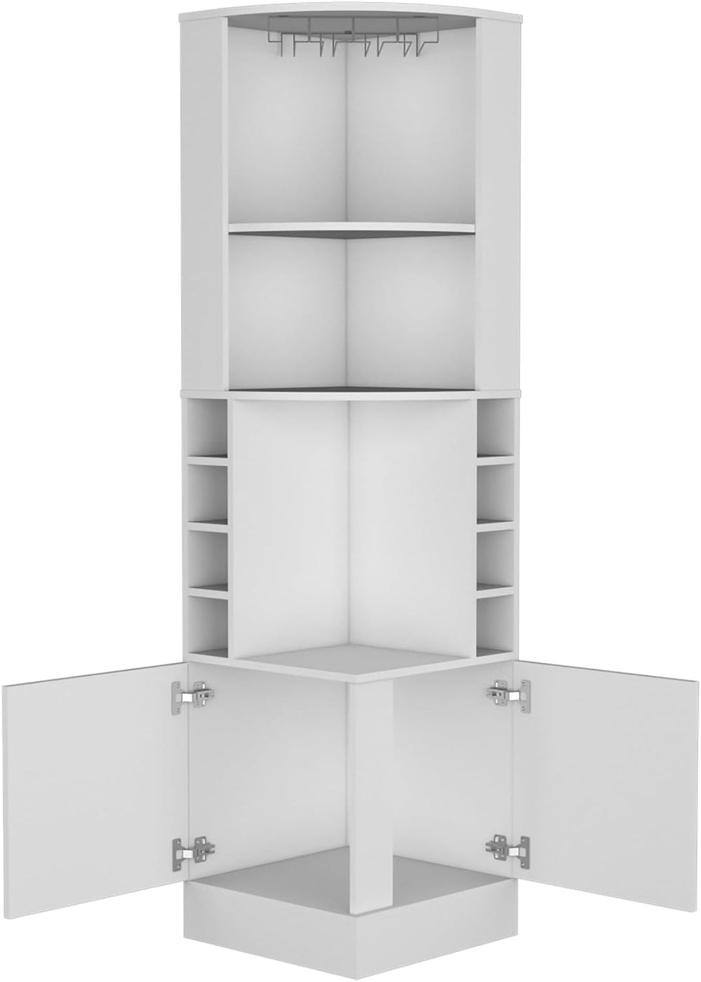 Farmhouse Corner Cabinet, Double Door Cabinet with Glass Rack, Eight Built-in...