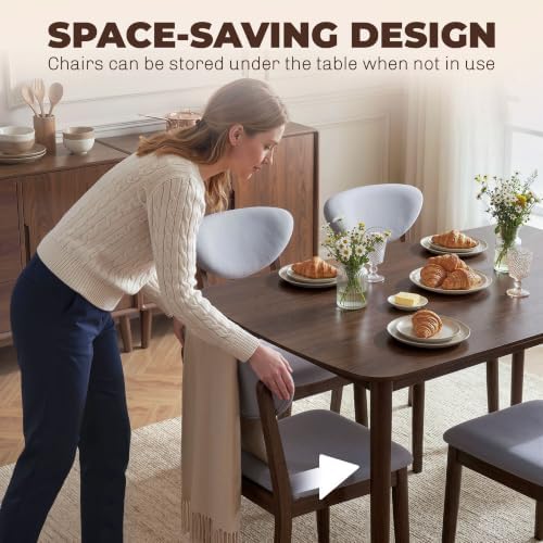 HOMCOM 5-Piece Dining Table Set for 4 with Solid Wood Frame, Light Gray