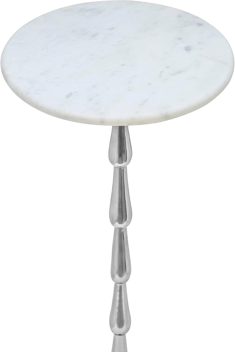 Silver Drink Table with White Marble Top | Decorative Modern End Table | Alum...