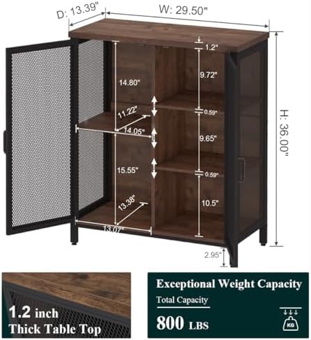 BON AUGURE Small Coffee Bar Cabinet, Liquor Storage, Rustic Oak, 2-Doors