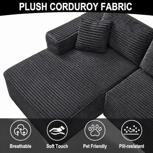 108" Modular Sectional Cloud Couch for Living Room Deep Seat L Shapes Co...