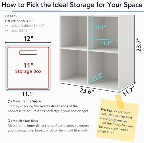 Homes: Inside + Out Apexa 2-Tier Cube Storage Organizer Shelves, Stackable Wo...