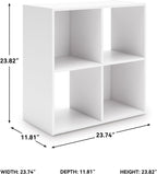 Signature Design by Ashley Onita Contemporary 4 Cube Organizer for Storage, Fits 10.5" by 10.5" by 11" H Storage Bins, Wood, 23.82" Tall, White Finish