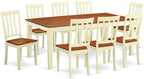East West Furniture QUAN9-WHI-W 9 Piece Dining Room Furniture Set Includes a Rectangle Kitchen Table with Butterfly Leaf and 8 Dining Chairs, 40x78 Inch, Buttermilk & Cherry