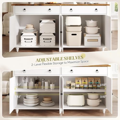 4 EVER WINNER 55" Buffet Cabinet with Storage and Drawers, Large Sideboa...