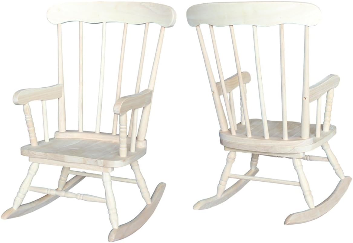 Rosebery Kids Traditional Solid Hardwood Rocking Chair, Natural Finish, 29.5" H x 20.47" W x 21.85" D, Durable Wooden Construction, Ready to Assemble, Perfect for Children's Room Seating