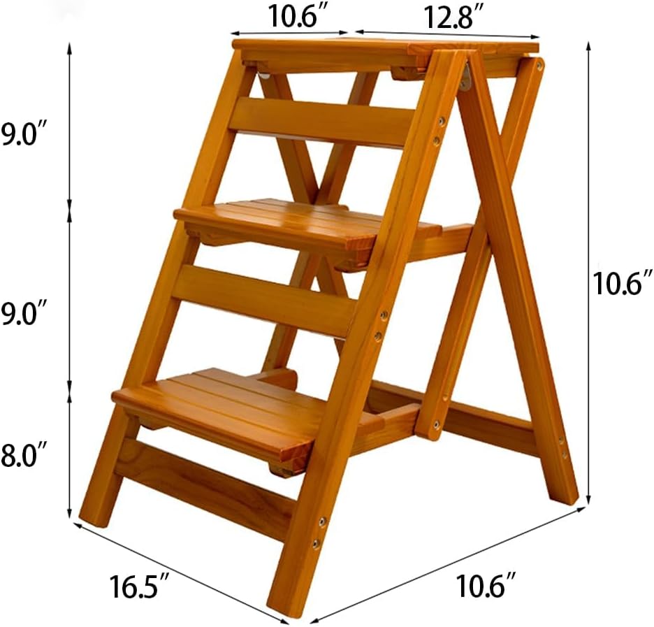 Wooden Step Stool for Adults/Folding stools Wood Step Ladder/Lightweight Step...