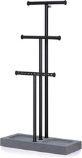 Love-KANKEI Jewelry Organizer Stand Metal & Wood Base and Large Storage Necklaces Bracelets Earrings Holder Organizer Gift Black and Weathered Grey