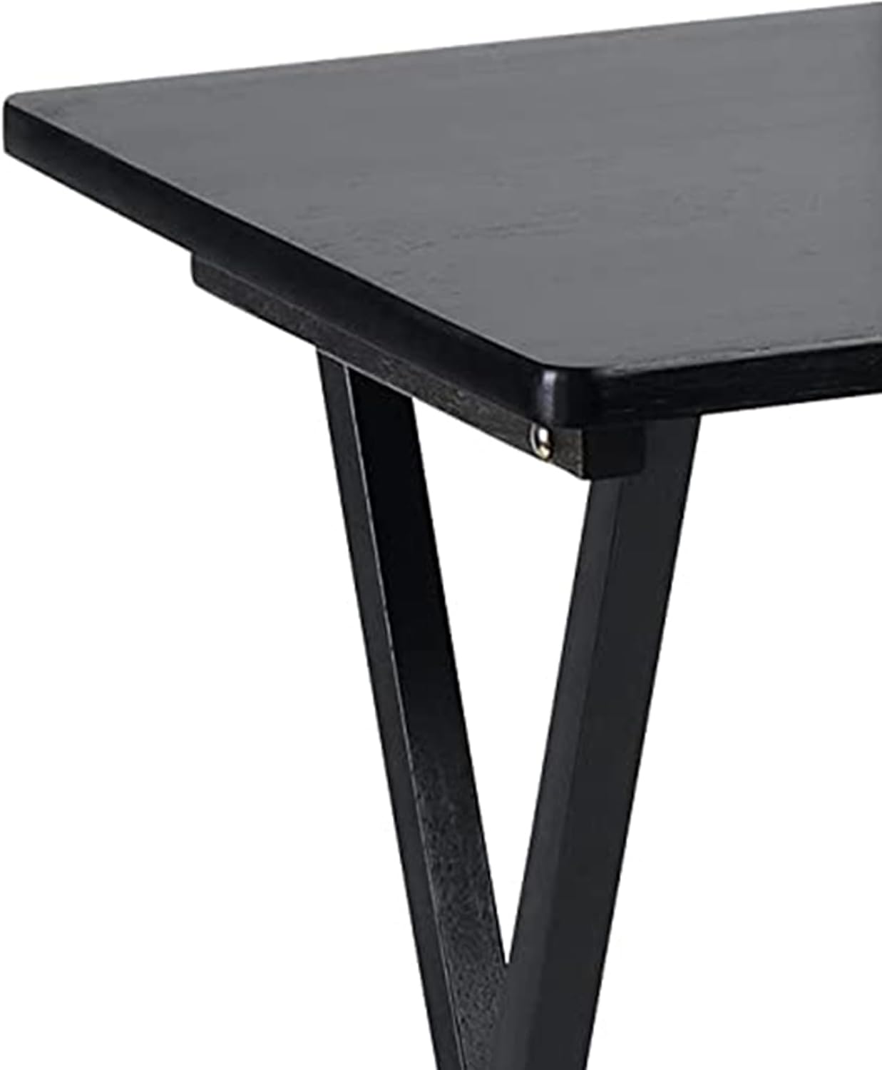 PJ Wood Conventional Solid and Sturdy Wood Construction Portable Folding TV Snack Tray Table Desk Serving Stand, Black (8-Piece Set)