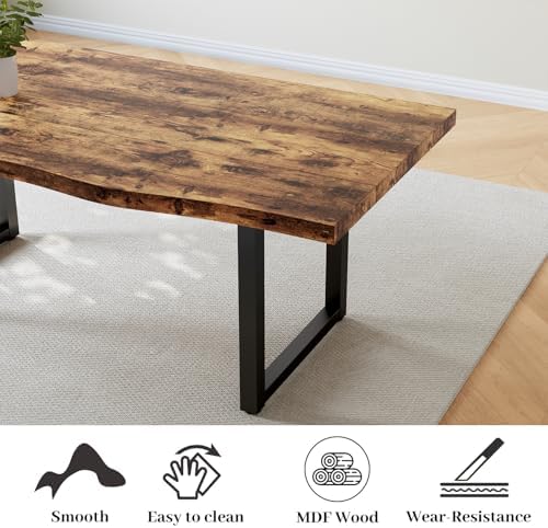 HIPIHOM 63" Dining Table with 2 Benches, Modern Kitchen Table and Chairs...