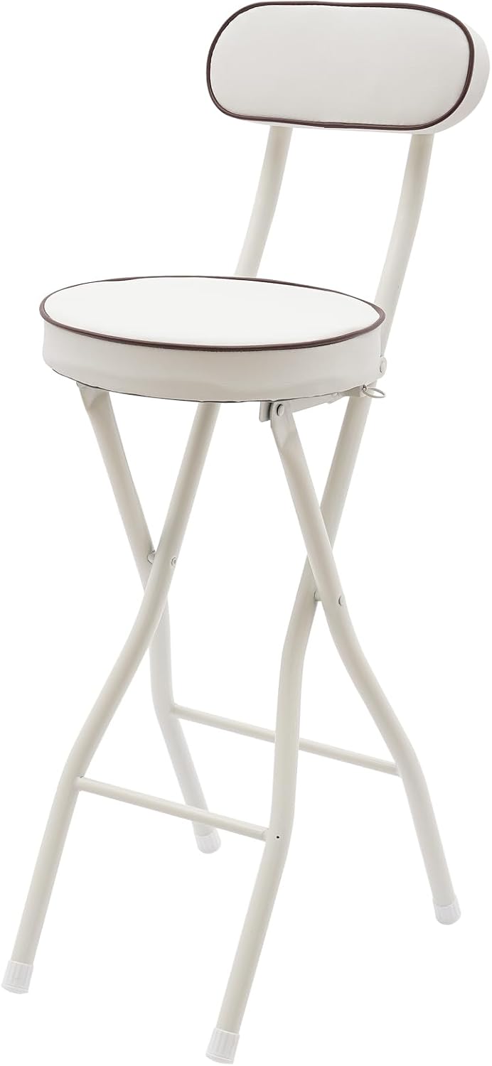 Set of 2 Folding Bar Stools with Backrest, 25.6 Inch Counter Height Padded Fo...