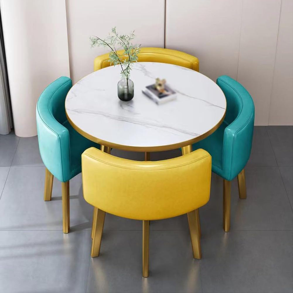 Modern Minimalist 4-Person Small Dining Table Set - Space-Saving Square Kitch...
