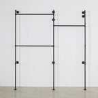 Wall Mounted Industrial Pipe Clothing Rack Garment Racks Pipeline Vintage Rolling Rack On Wall, Heavy Duty Rustic Gold Metal Garment Frame for Bedroom, Living room (Black)