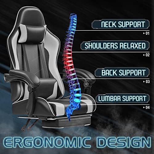 Homall Gaming Chair, Video Game Chair with Footrest and Massage Lumbar Suppor...