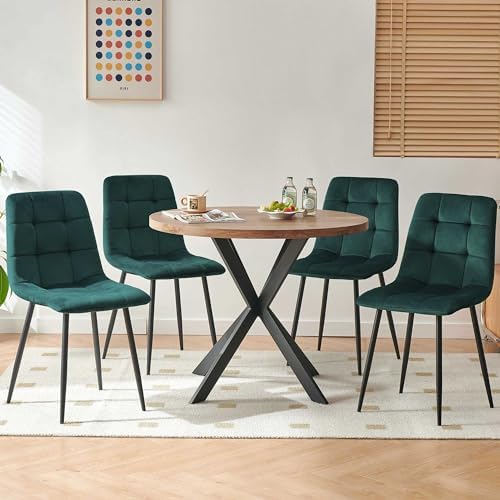 Homedot 37" Round Table Set for 4 Person, Modern Kitchen Table Set, Imit...