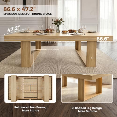 Miereirl 7-Piece Modern Farmhouse Dining Table Set, 86.6" x 47.2" S...