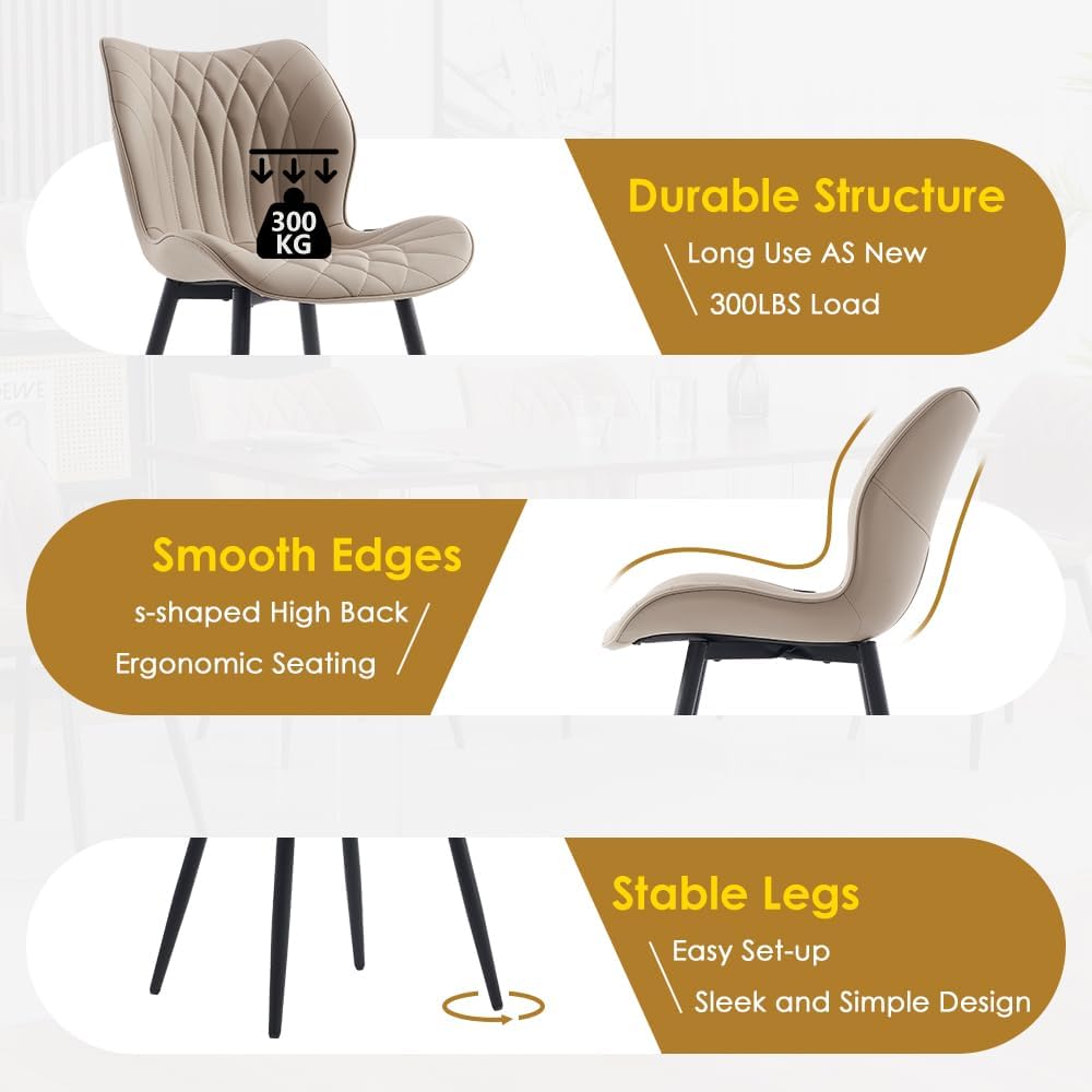 Kidol & Shellder Dining Chairs Set of 2, PU Leather Upholstered Kitchen C...