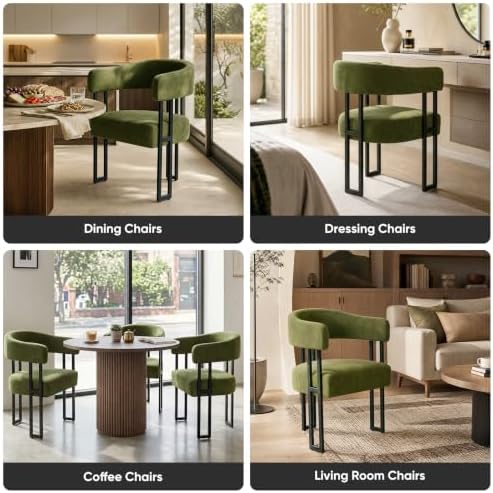 Mid-Century Modern Dining Chairs Set of 2, Armrest Barrel Dining Chairs
