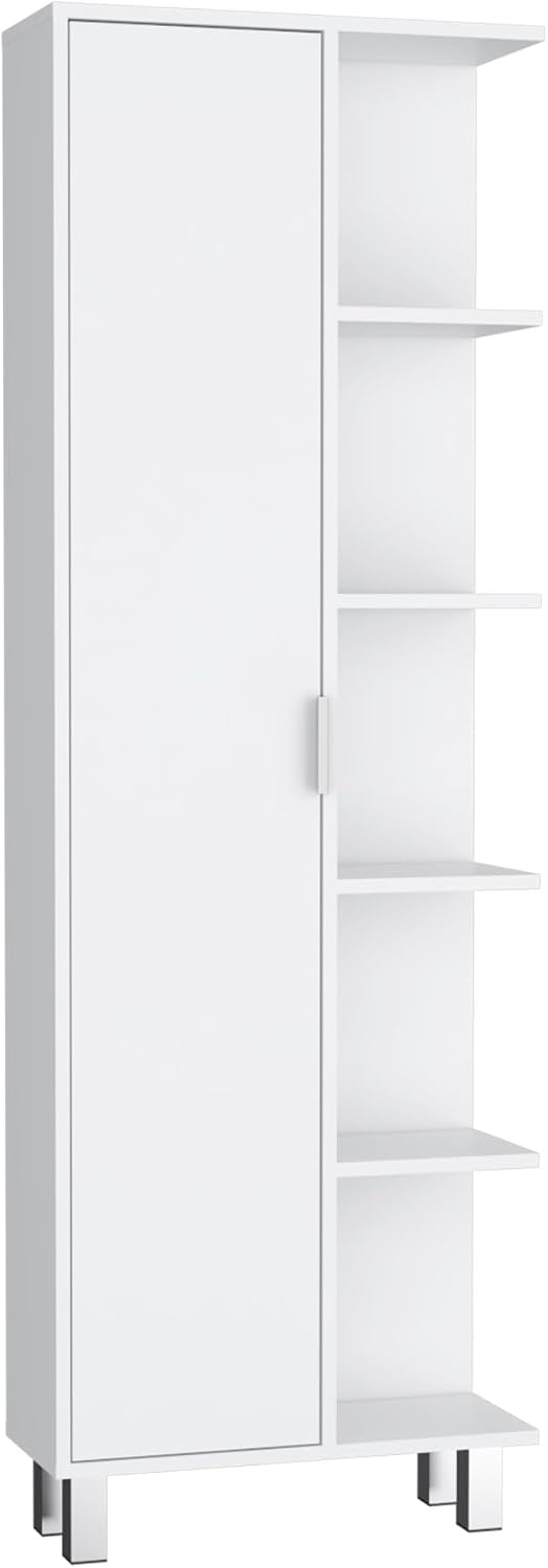 Modern Minimalist Cabinet, Contemporary Storage Locker with 1 Door and 9 Shel...