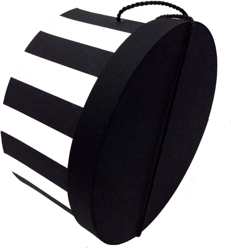Sarah's Hat Boxes Classic Wide Stripe Hat Box – 14.75" x 7.5" (Dia. x Ht.) Handmade in USA – Odorless Non-Toxic Adhesive, Cording Handle – Premium Storage for Hats & Accessories