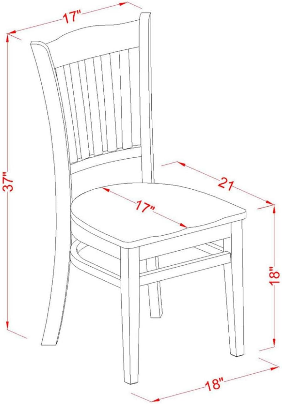 East West Furniture GRC-OAK-W Groton Kitchen Dining Chairs - Slat Back Wooden...