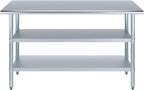 AmGood Stainless Steel Work Table with 2 Shelves | NSF | Metal Utility Table (60" Long x 18" Deep)