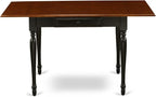 East West Furniture MZNI5-BCH-W 5 Piece Kitchen Table Set for 4 Includes a Rectangle Dining Room Table with Dropleaf and 4 Solid Wood Seat Chairs, 36x54 Inch, Black & Cherry