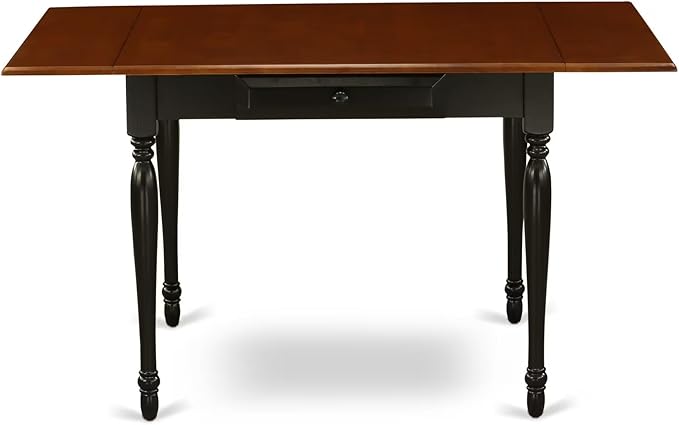 East West Furniture MZNI5-BCH-W 5 Piece Kitchen Table Set for 4 Includes a Rectangle Dining Room Table with Dropleaf and 4 Solid Wood Seat Chairs, 36x54 Inch, Black & Cherry
