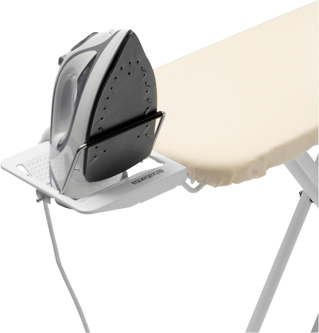 Brabantia Size A Compact Small Ironing Board (43x12 in) 7 Height Options, Adjustable Steam Iron Rest Holder (Fresh Breeze) Non-Slip Feet, Anti-Collapse Child Locks
