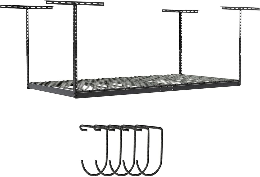 SafeRacks 4x8 Overhead Garage Storage Rack Heavy Duty - Hammertone (24"-45") - Holds 600 lb