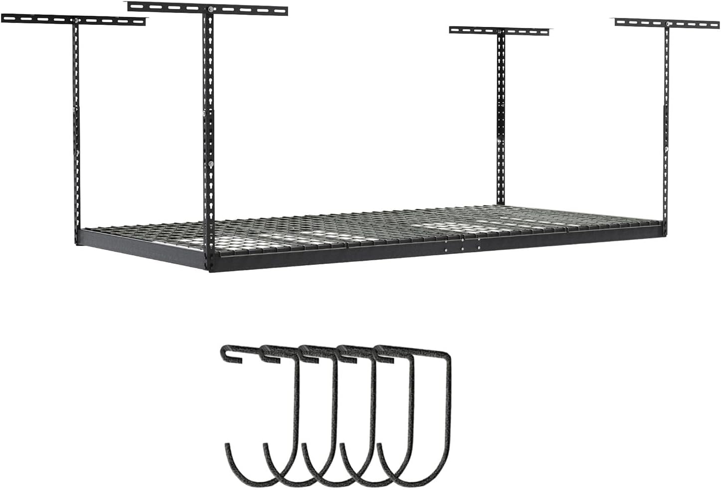 SafeRacks 4x8 Overhead Garage Storage Rack Heavy Duty - Hammertone (24"-45") - Holds 600 lb