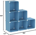 C&AHOME Cube Storage Organizer, 6-Cube Shelves Units, Closet Cabinet, DIY Plastic Modular Book Shelf, Ideal for Bedroom, Living Room, Office, 36.6" L x 12.4" W x 36.6" H Blue UPCS06L