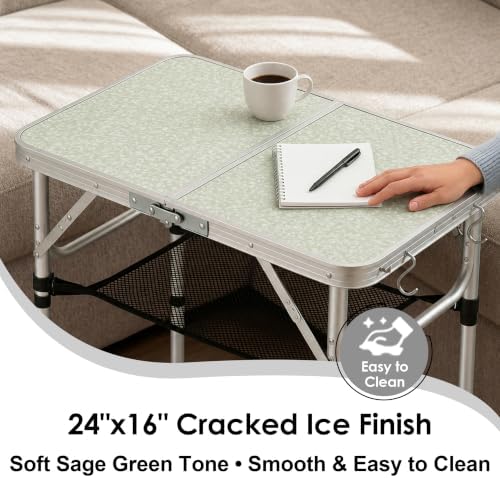 Folding Camping Table, Adjustable Height Portable Picnic Table, 24"x 16&...