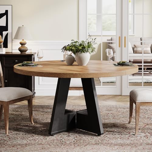 Tribesigns 47 inch Round Dining Table Wood Kitchen Table for Dining Room, 47&...
