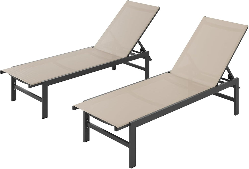 Vexwalx Pool Lounge Chairs Set of 2, Aluminum Lounge Chair Outdoor with 5-Pos...
