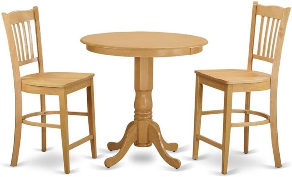 East West Furniture JAGR3-OAK-W 3 Piece Kitchen Counter Height Dining Table S...