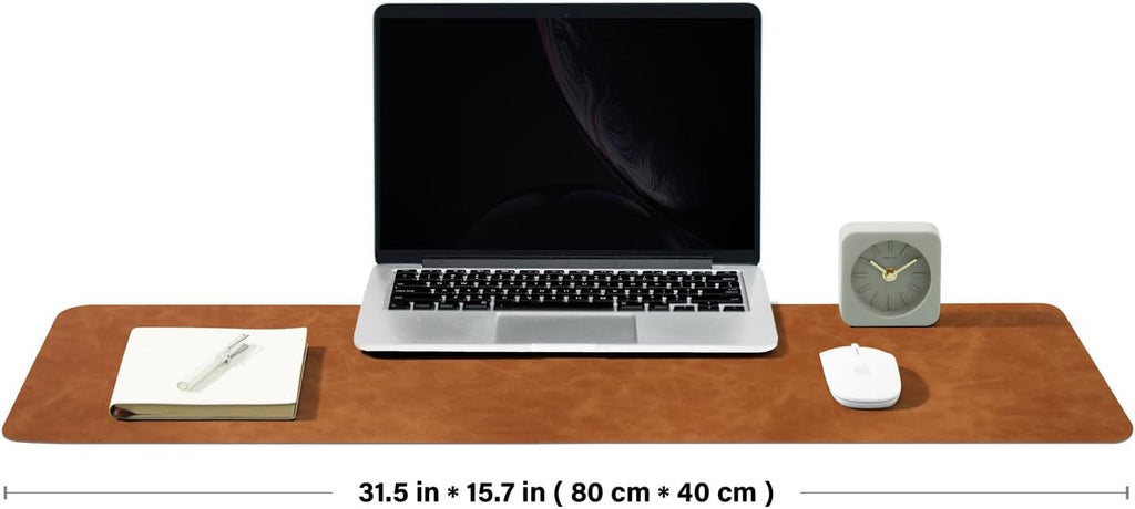 Distressed Leather Desk Mat - Non-Slip PU Desk Pad for Office and Home - Desk Organization and Accessories - Ideal for Large Mouse Pad and Desk Mats on Top of Desks(Tan,31.5"x 15.7")
