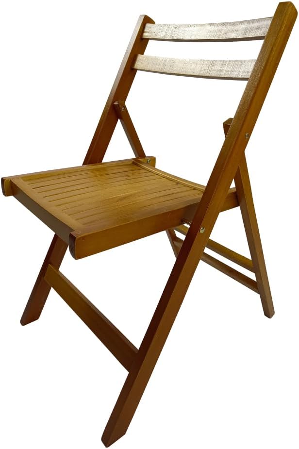 Wood Folding Chairs, Set of 4 Slatted Wood Event Chairs, Honey Color Foldable...