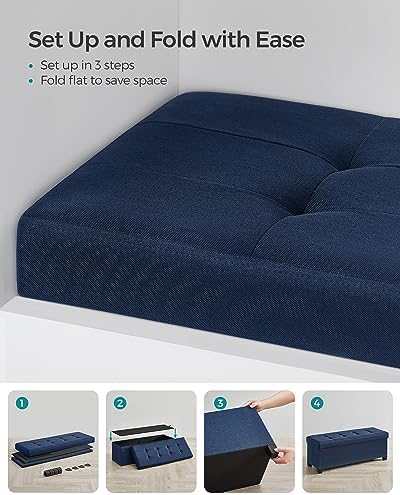 SONGMICS Storage Ottoman Bench, Foldable Foot Rest with Legs | End of Bed Ben...