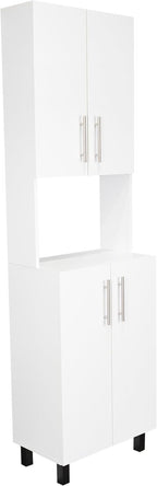 22.2" D*13.2" W*76.8" H Kitchen Pantry with 2 Shelves, 2 Double Doors with Sliver Door Handles, Wood Rectangular Storage Cabinet, Modern Minimalist, for Living Room, Dining Room, White