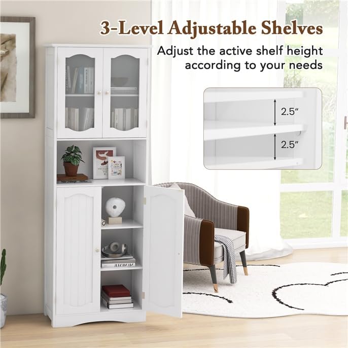 NAFORT Tall Storage Cabinet, Freestanding Cupboard with Adjustable Shelves, F...