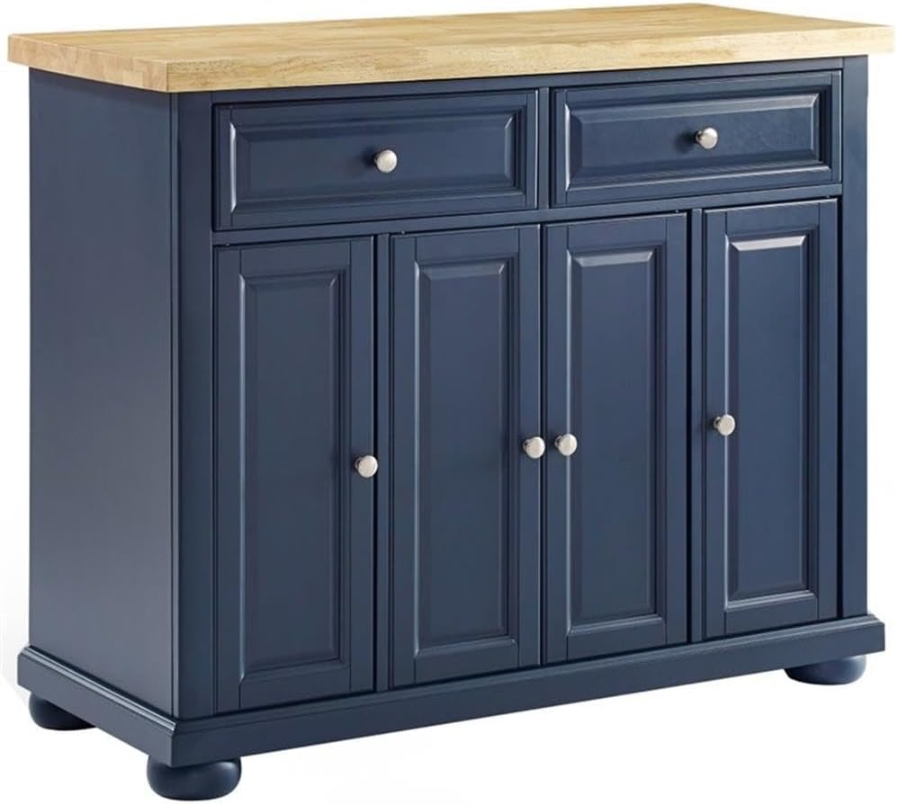 Pemberly Row Contemporary Kitchen Island Cart, Solid Wood Butcher Block Top, ...