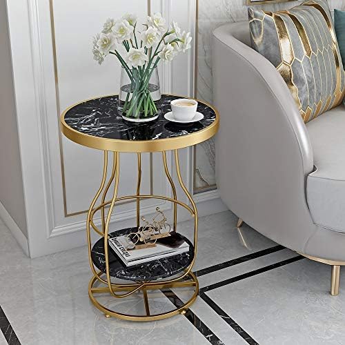 Telephone Table, Marble Side Table Living Room Telephone Table Golden Wrought...