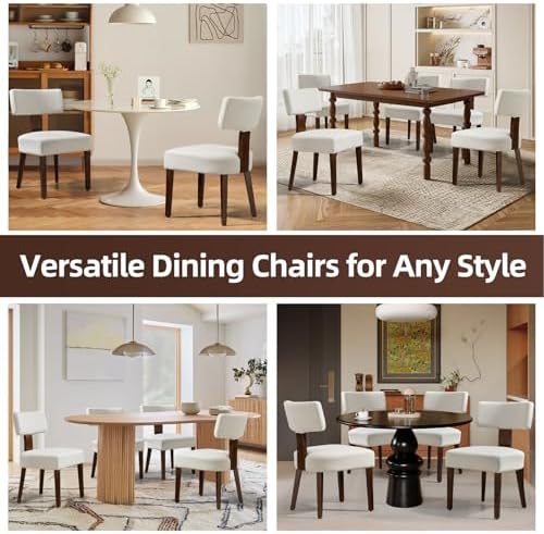 Dining Chairs Set of 8, Fabric Upholstered Wood Kitchen Chairs, Armless Linen...