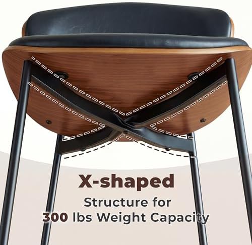 BedsPick Mid-Century Modern Dining Chairs Set of 2, PU Leather Upholstered Di...